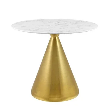 Modway Tupelo Artificial Marble Dining Table With Gold White EEI-5319-GLD-WHI