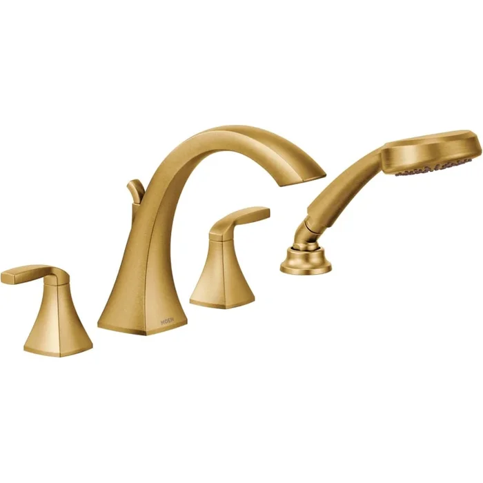 Moen Voss Deck Mounted Roman Tub Filler Trim with Personal Hand Shower and Built-In Diverter – Less Valve