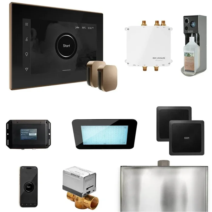 Mr. Steam Bliss Max Steam Shower Control Package with iSteamX Control and Steamhead in Black Nouveau Bronze
