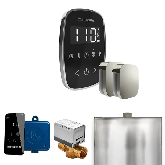 Mr. Steam ButlerFlex Max Steam Shower Control Package with TempoFlex Control and Steamhead in Black Polished Chrome