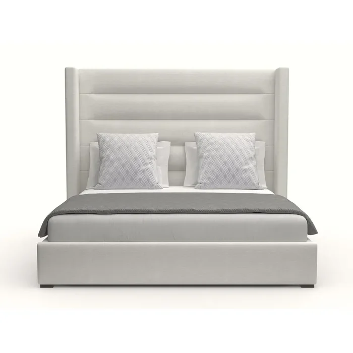 Nativa Interiors – Aylet Horizontal Channel Tufted Eco-Leather Medium 67″ California King Stone Bed – BED-AYLET-HC-MID-CA-VIN-STONE