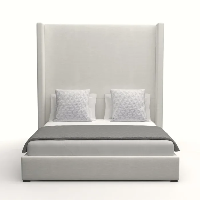 Nativa Interiors – Aylet Plain Eco-Leather High 87″ Queen Stone Bed – BED-AYLET-PL-HI-QN-VIN-STONE
