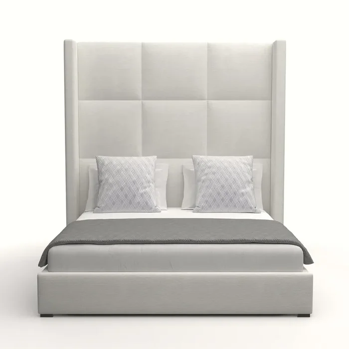 Nativa Interiors – Aylet Square Tufted Eco-Leather Low 47″California King Stone Bed – BED-AYLET-VC-LOW-CA-VIN-STONE