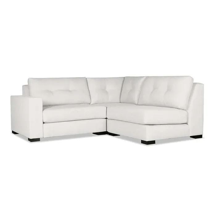 Nativa Interiors – Chester Buttoned Modular L-Shape Mini Sectional Left Arm Facing 83″ Off White – SEC-CHST-BTN-CL-AR5-3PC-PF-WHITE