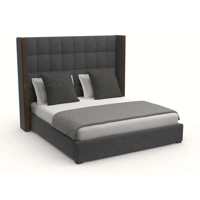 Nativa Interiors – Irenne Box Tufted Upholstered Medium Queen Charcoal Bed – BED-IRENNE-BOX-MID-QN-PF-CHARCOAL