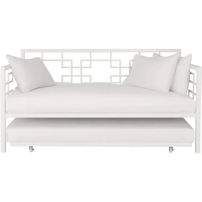 Navy Blue Linen Upholstered Daybed with Pull-Out Storage Drawers