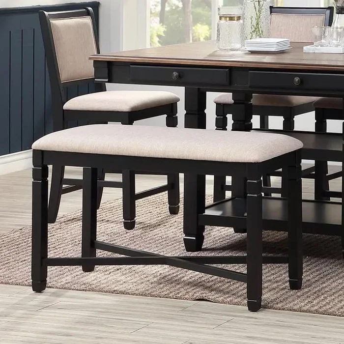 New Classic Furniture Prairie Point Counter Height Backless Bench in Black