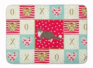 Norwegian Forest Cat Love Bath Mat Machine Washable Anti-fatigue Memory Foam Kitchen Rug