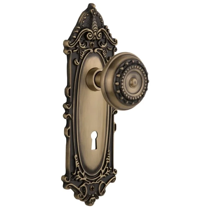Nostalgic Warehouse Meadows Solid Brass Single Dummy Door Knob with Victorian Rose and Keyhole