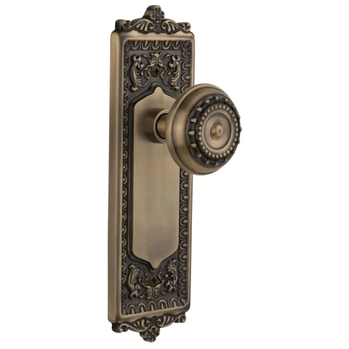 Nostalgic Warehouse Meadows Vintage Victorian Solid Brass Single Dummy Door Knob with Egg and Dart Rose
