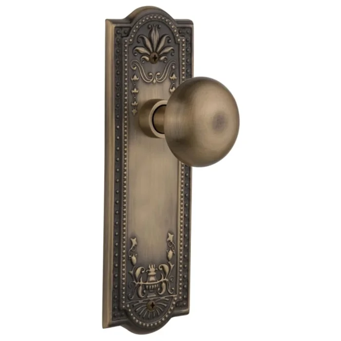 Nostalgic Warehouse New York Solid Brass Dummy Door Knob Set with Meadows Rose