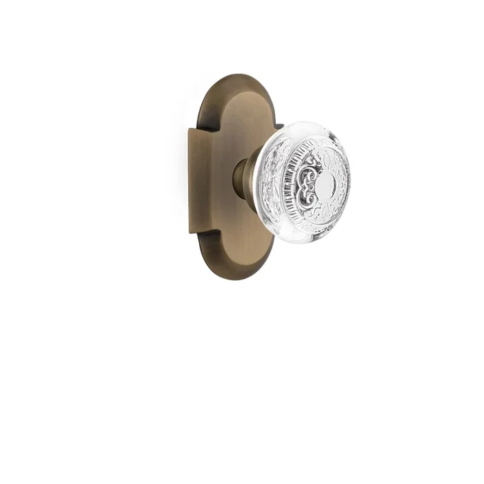 Nostalgic Warehouse Vintage Crystal Egg and Dart Passage Door Knob Set with Cottage Rose and 2-3/8″ Backset
