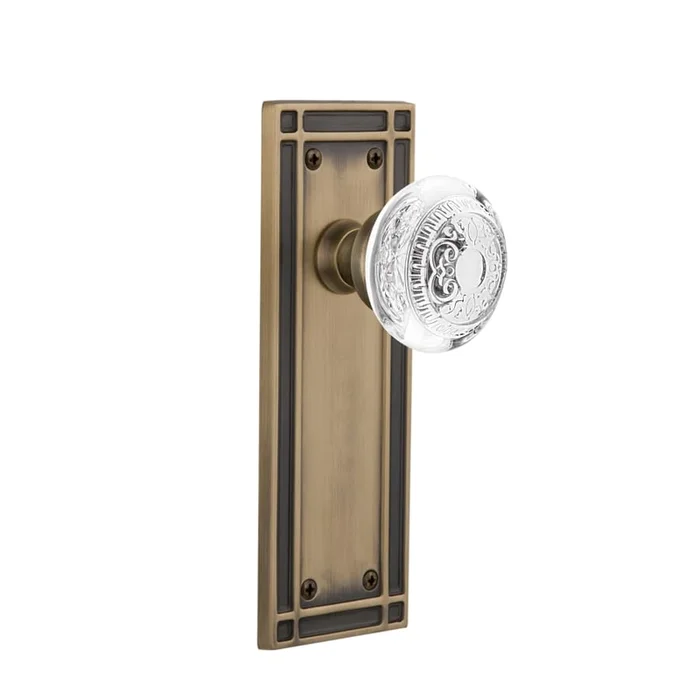 Nostalgic Warehouse Vintage Crystal Egg and Dart Passage Door Knob Set with Mission Rose and 2-3/4″ Backset