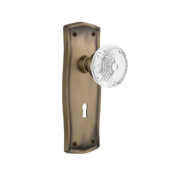 Nostalgic Warehouse Vintage Crystal Meadows Passage Door Knob Set with Prairie Rose, 2-3/8″ Backset and Decorative Keyhole