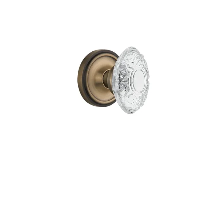 Nostalgic Warehouse Vintage Crystal Victorian Privacy Door Knob Set with Classic Rose and 2-3/4″ Backset