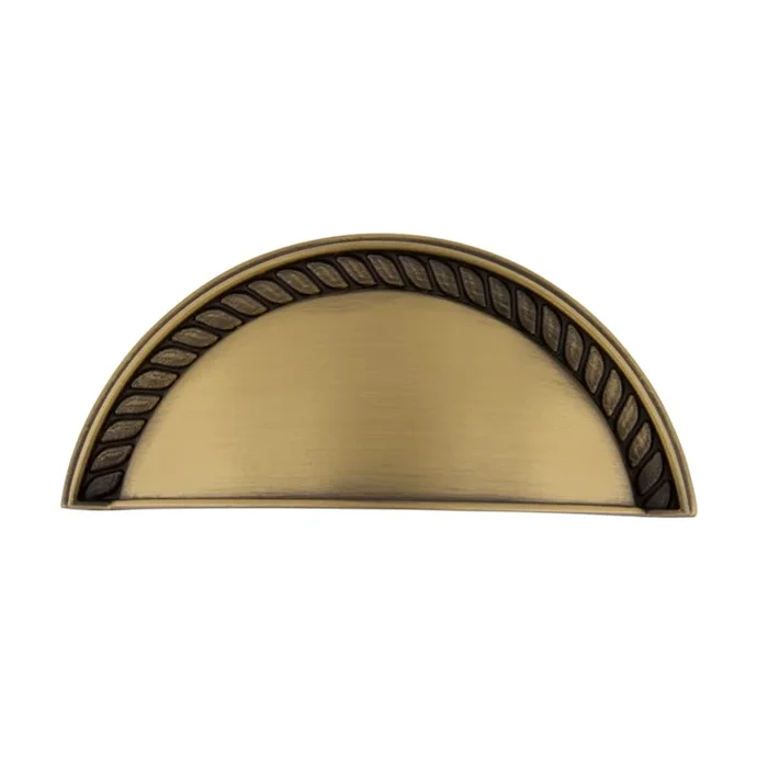 Nostalgic Warehouse Vintage Rope Edge 3″ Center to Center Cabinet Cup Handle – Cup Pull – Solid Brass