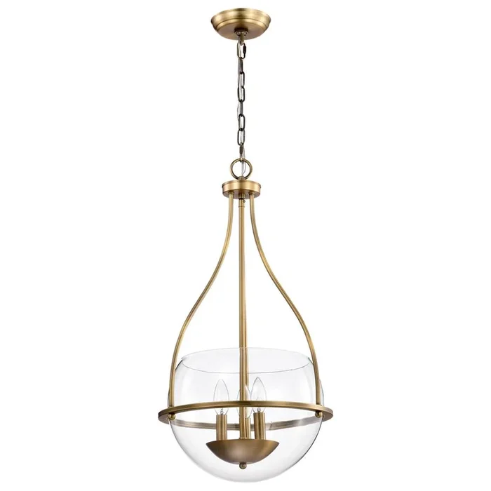 Nuvo Amado 3 Light Pendant; 14 Inches; Vintage Brass Finish; Clear Glass