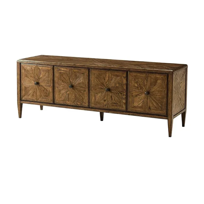 Oak Parquetry Media Cabinet – Dark