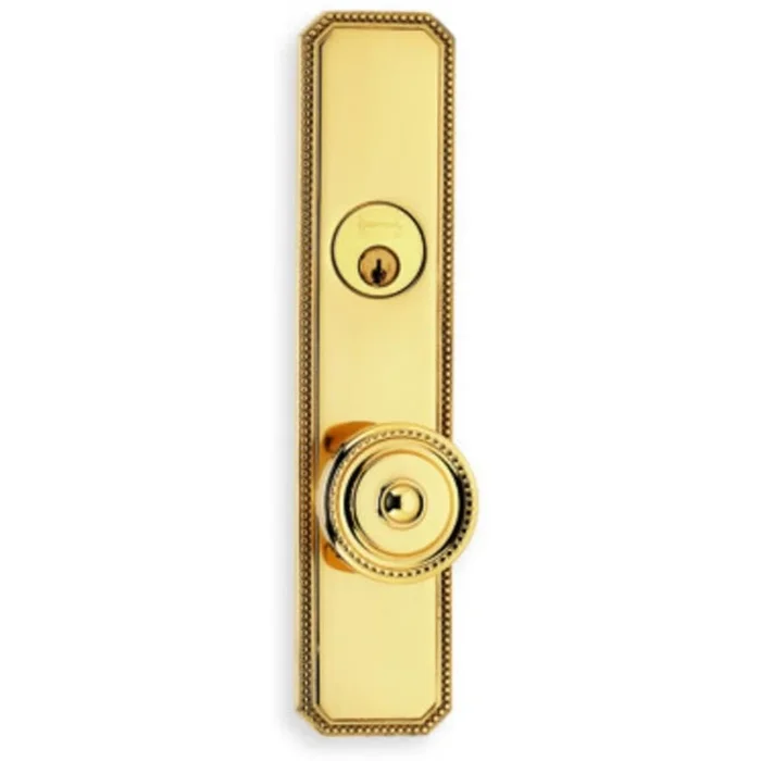 Omnia D25000 Series Non-Turning Two-Sided Dummy Door Knob Set with Rectangle Rose from the Deadbolt with Plates Collection