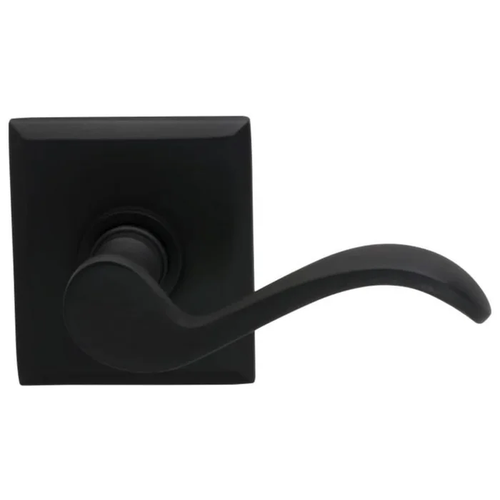 Omnia Passage Door Lever Set with Wave Lever and Rectangular Rose from the Prodigy Collection