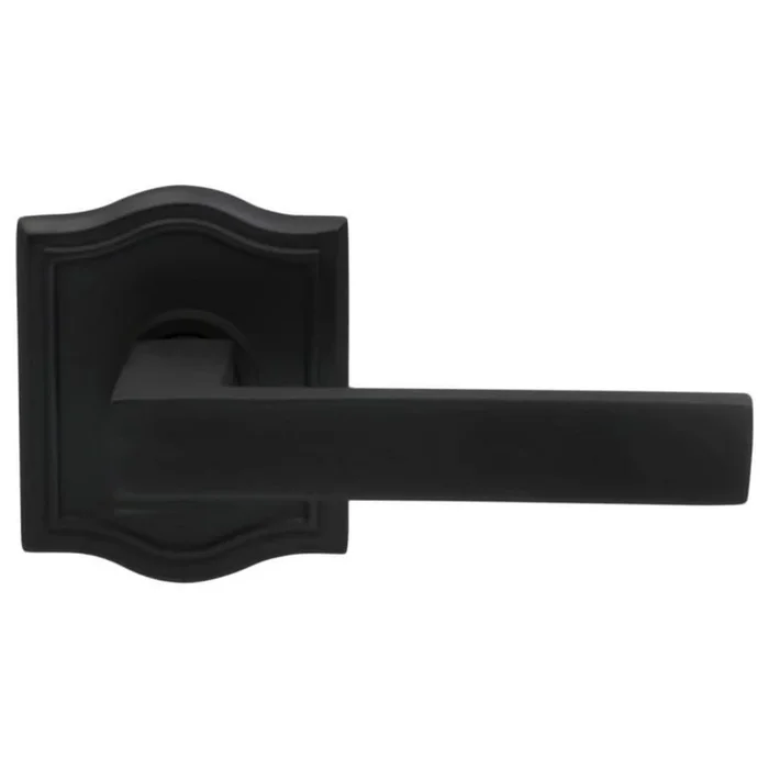 Omnia Wedge Passage Door Lever Set with Arched Style Rose from the Prodigy Collection