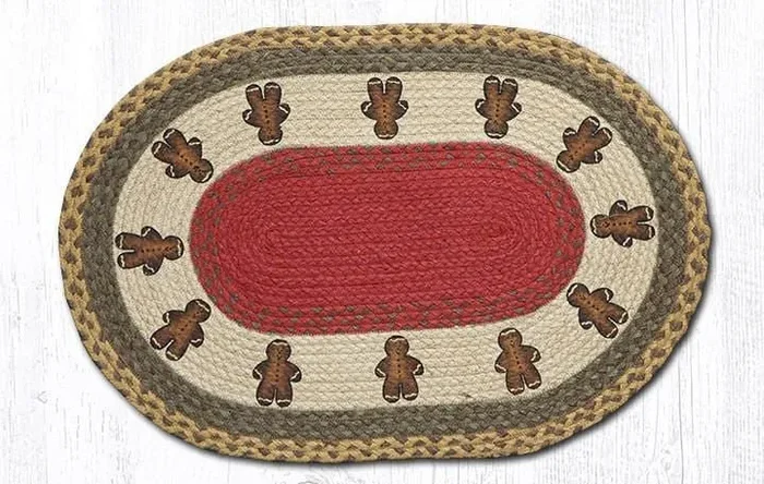 OP-111 Gingerbread Men Oval Braided Rug