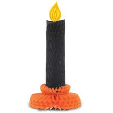 Pack of 12 Orange and Black Tissue Candle Halloween Table Top Centerpiece 13″