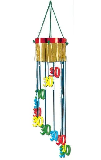 Pack of 12 Shimmering Metallic “30th” Birthday Spiral Hanging Party Decorations 40″