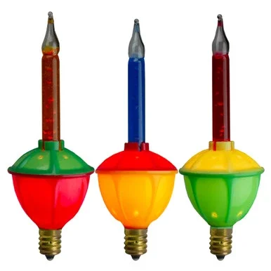 Pack of 3 Multi-Color C7 Retro Bubble Light Replacement Christmas Bulbs