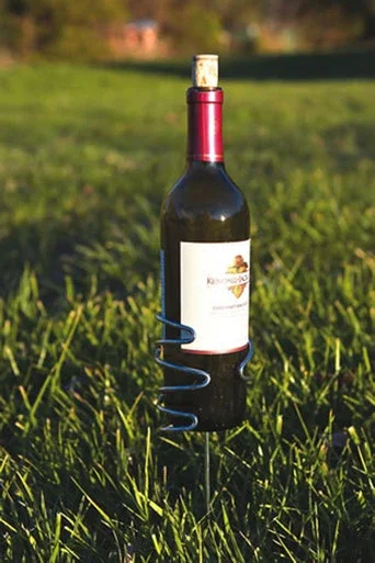 Pack of 4 Stainless Steel Wire Outdoor Wine Bottle Holders – Stake into Ground