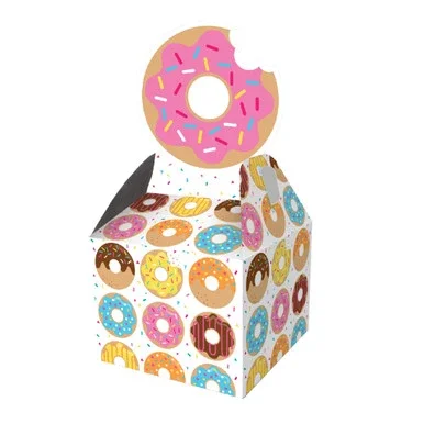 Pack of 48 Vibrantly Colored Donut Time Favor Box 9″