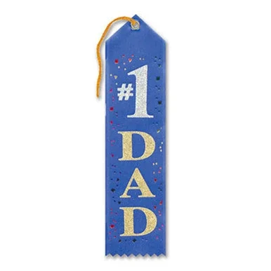 Pack of 6 Blue “#1 Dad Award” School Award Ribbon Bookmarks 8″