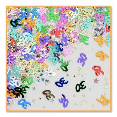 Pack of 6 Multicolored 30 & Stars Birthday Party Confetti 0.5 Oz