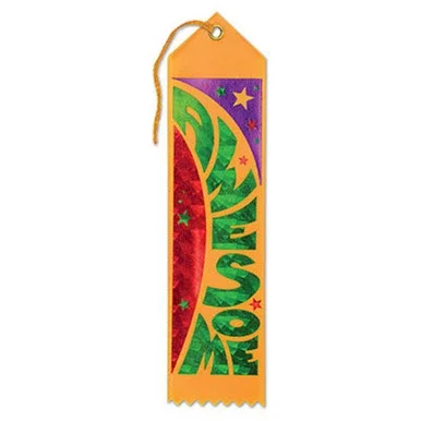 Pack of 6 Orange “Awesome Award” School Award Ribbon Bookmarks 8″