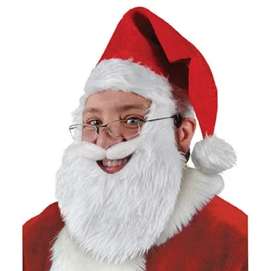 Pack of 6 Plush Santa Hat with Beard and Mustache Christmas Costume Accessories
