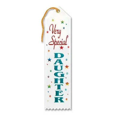 Pack of 6 White “Very Special Daughter Award” School Award Ribbon Bookmarks 8″