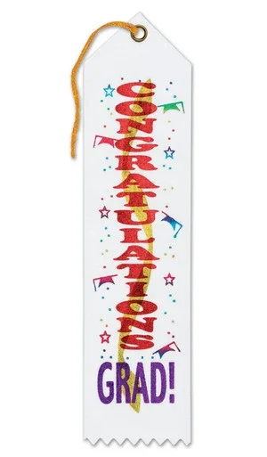 Pack of 6 White and Red “Congratulations Grad” Graduation Award Ribbon Bookmarks 8″