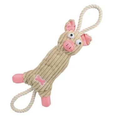 Pet Life Jute And Rope Plush Pig – Pet Toy