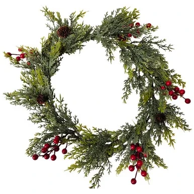 Pine Cone and Berries Winter Foliage Christmas Wreath – 16″ – Unlit