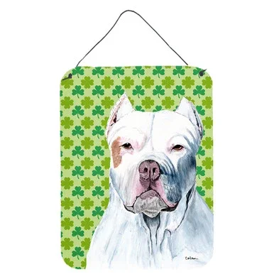 Pit Bull St. Patrick’s Day Shamrock Portrait Wall or Door Hanging Prints