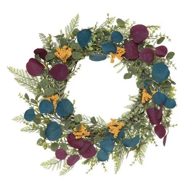 Plum Fall Harvest Wreath, 20.75-Inch, Unlit