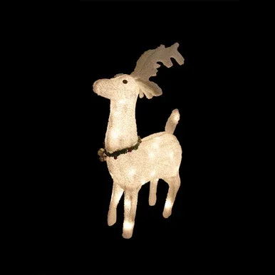 Plush Glittered Reindeer Outdoor Christmas Decoration – 28.5″ – Clear Lights