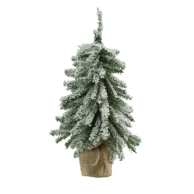 Potted Flocked Downswept Mini Village Pine Medium Artificial Christmas Tree – 15″ – Unlit