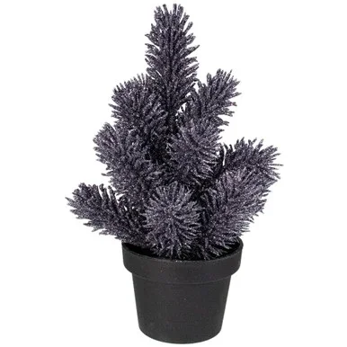 Potted Metallic Glitter Artificial Mini Pine Christmas Tree – 8.5″ – Unlit