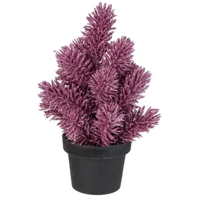 Potted Metallic Glitter Artificial Pine Christmas Tree – 8.5″ – Pink – Unlit