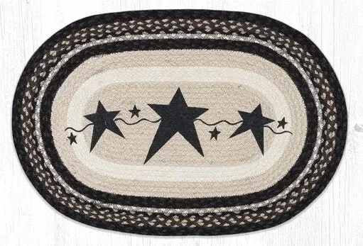Primitive Stars Black Oval Braided Rug
