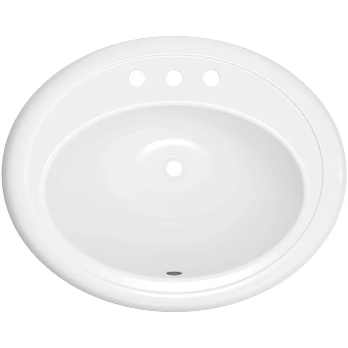 PROFLO Getchell 20″ Oval Enameled Steel Drop In Bathroom Sink with Overflow and 3 Faucet Holes at 4″ Centers