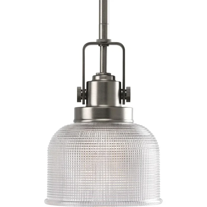 Progress Lighting Archie Collection One-Light Antique Nickel Double Prismatic Glass Coastal Mini-Pendant Light