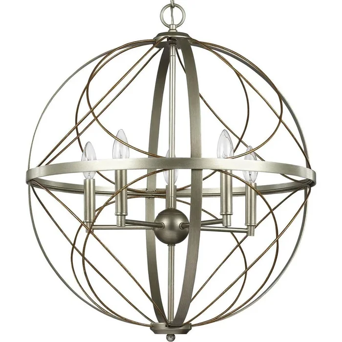 Progress Lighting Brandywine Collection Five-Light Silver Ridge Farmhouse Pendant Light