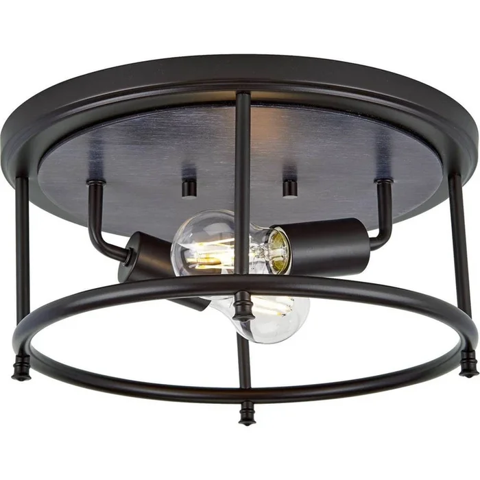 Progress Lighting Durrell Collection Two-Light Black 13” Flush Mount